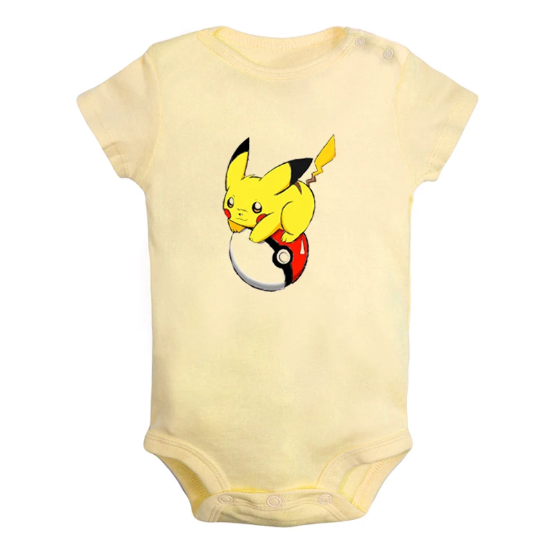 JaBaby060YD Одежда с шапочкой Пикачу и покемонами для новорожденных мальчиков и девочек; Униформа-комбинезон с принтом; боди для младенцев; комплекты одежды из хлопка - Цвет: JaBaby060YD