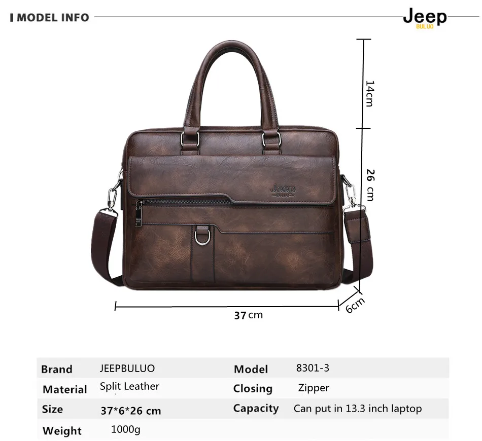 Мужской портфель с ремнем через плечо jeep buluo, оранжевый портфель для ноутбука 14", брендовая деловая сумка для документов, кожаная сумка для офиса, все сезоны