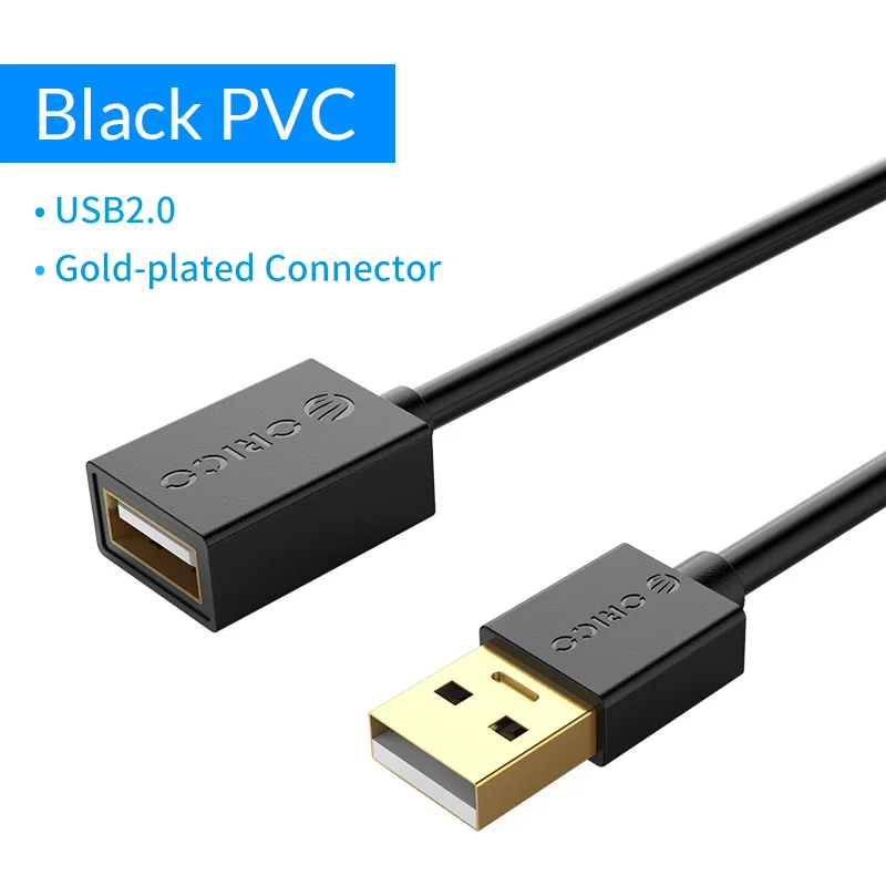U2-MAA01-BK ORICO USB3.0 2,0 кабель-удлинитель USB мама-папа кабель-удлинитель для смарт-устройств 0,5 м/1,0 м/1,5 м/2,0 м/3,0 м/м - Цвет: U2-MAA01-BK