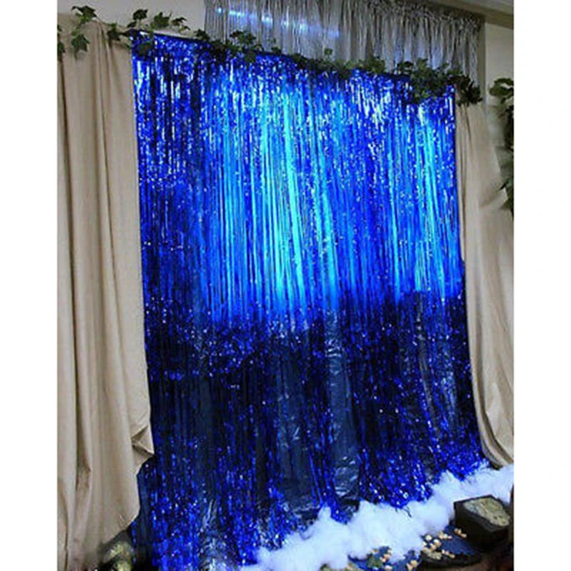 4 цвета Модная металлическая фольга мишура бахрома занавеска дверь окно домашняя