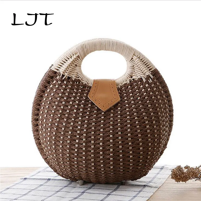 LJT Женская пляжная сумка из ротанга женская модная в виде ракушки Дамская