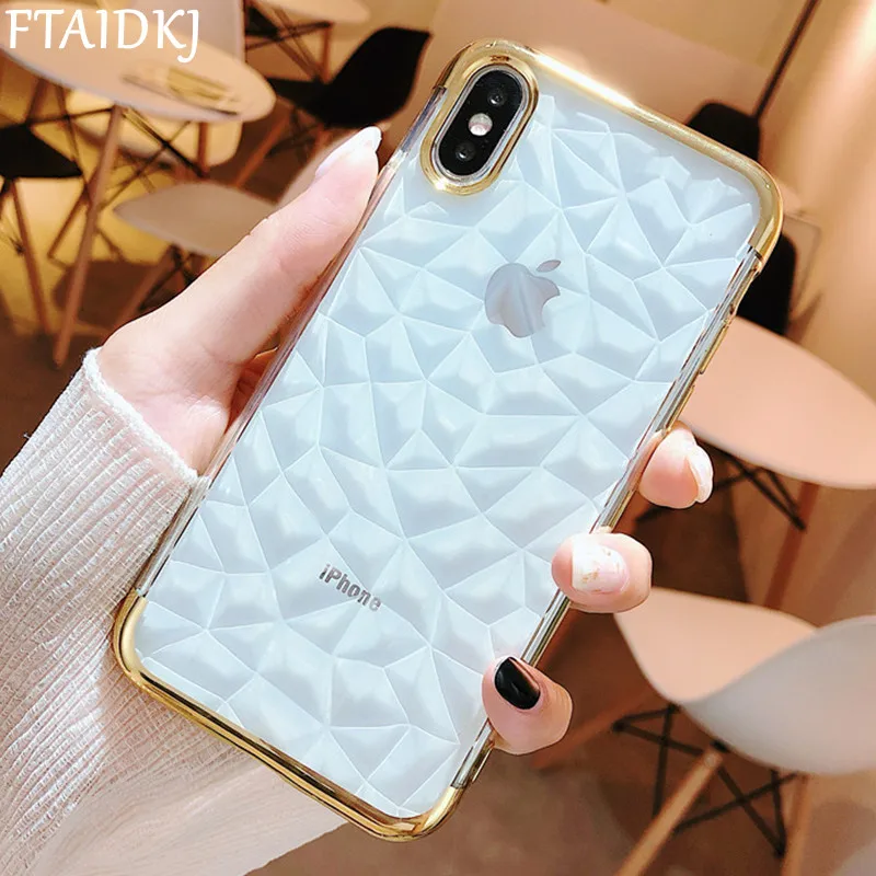 FTAIDKJ Модный чехол с 3D алмазным узором для iPhone X XS Max XR Роскошный прозрачный мягкий