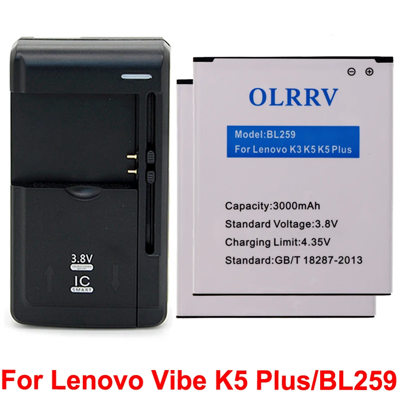 2 шт. аккумулятор большой емкости BL259 для Lenovo Vibe K5 Plus K32C30 K32C36 3000 мАч + универсальное