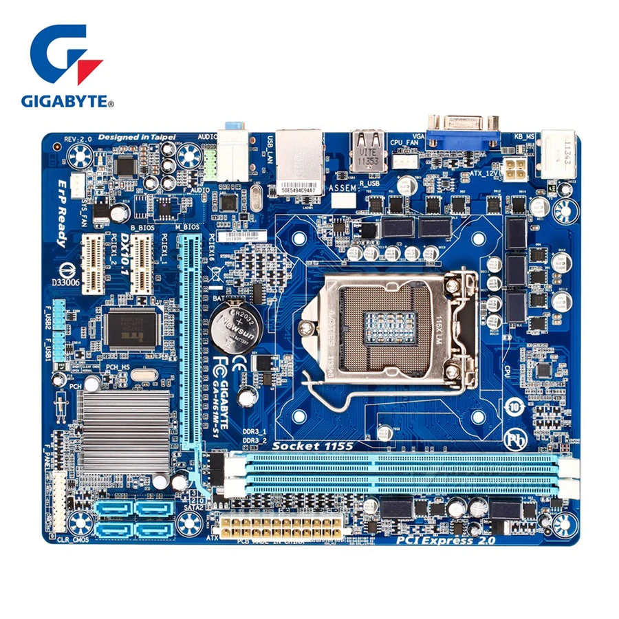 Оригинальная Материнская плата Gigabyte разъем LGA 1155 DDR3 16G H61 H61M S1 Настольная