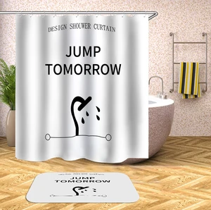 Занавеска для душа с креативным животным, черная занавеска для ванной из полиэфира, занавеска для ванны с крючками, занавеска для душа или коврик