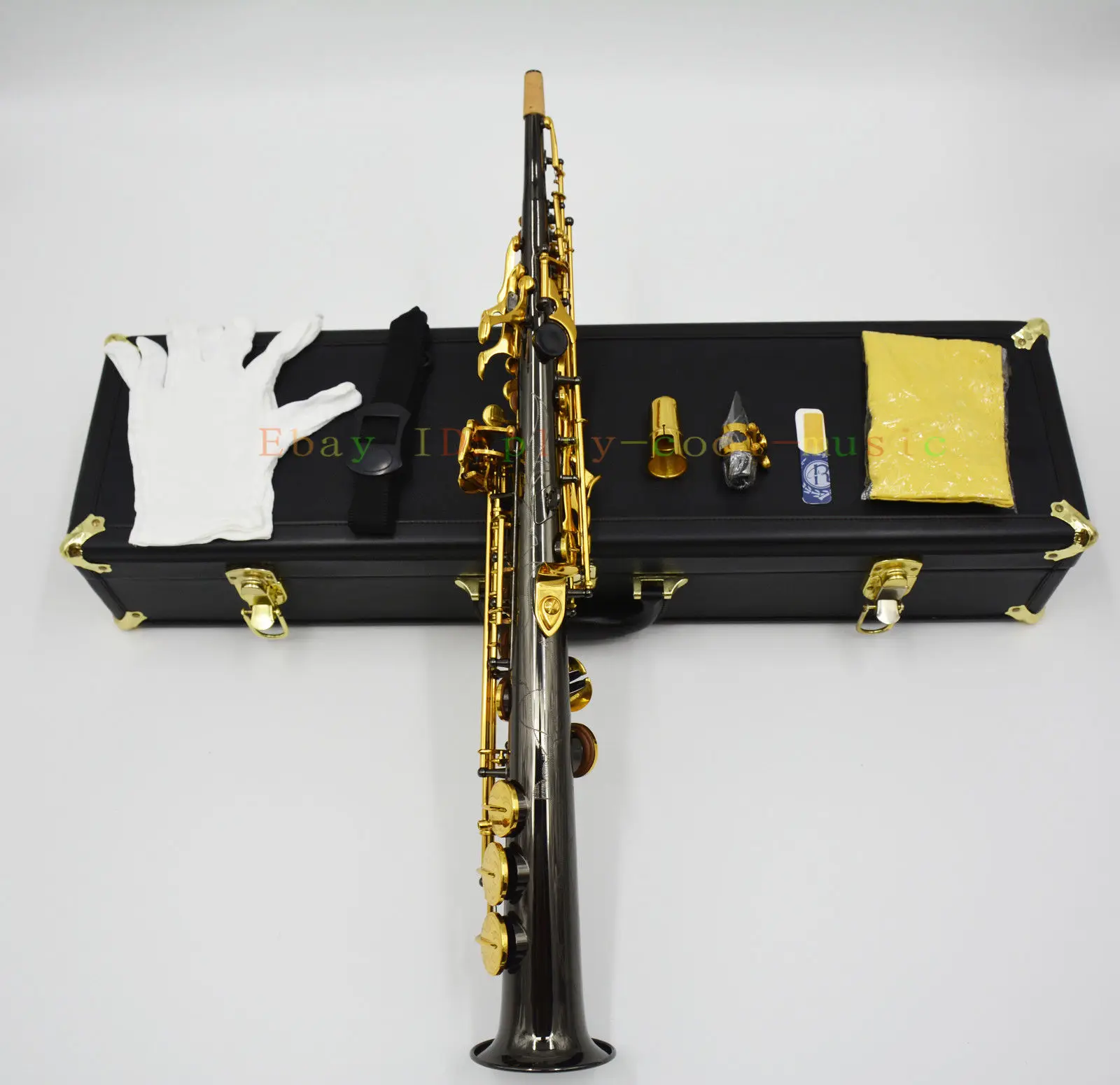Профессиональный Саксофон сопрано из черного никеля с золотыми клавишами|Труба|