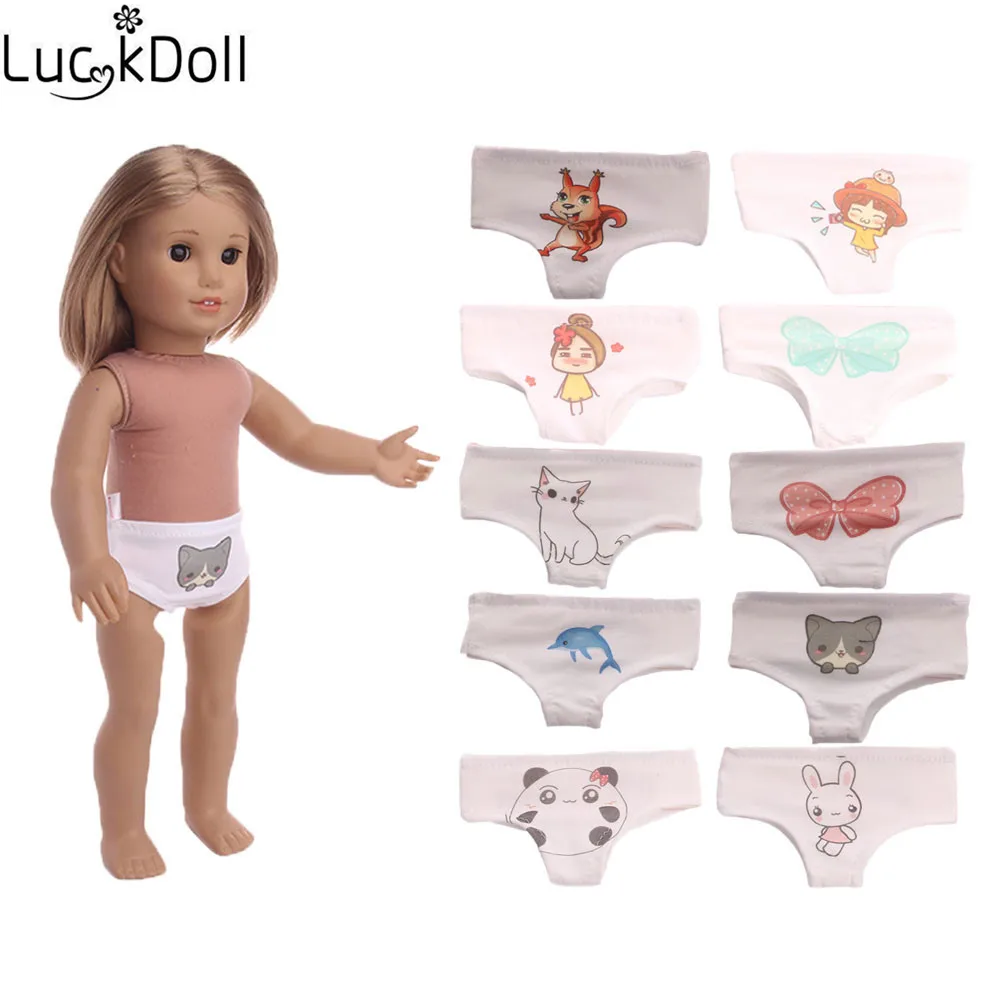 LUCKDOLL узорное нижнее белье подходит 18 дюймов Американский 43 см Детские аксессуары для кукол, игрушки для девочек, поколение, подарок на день рождения