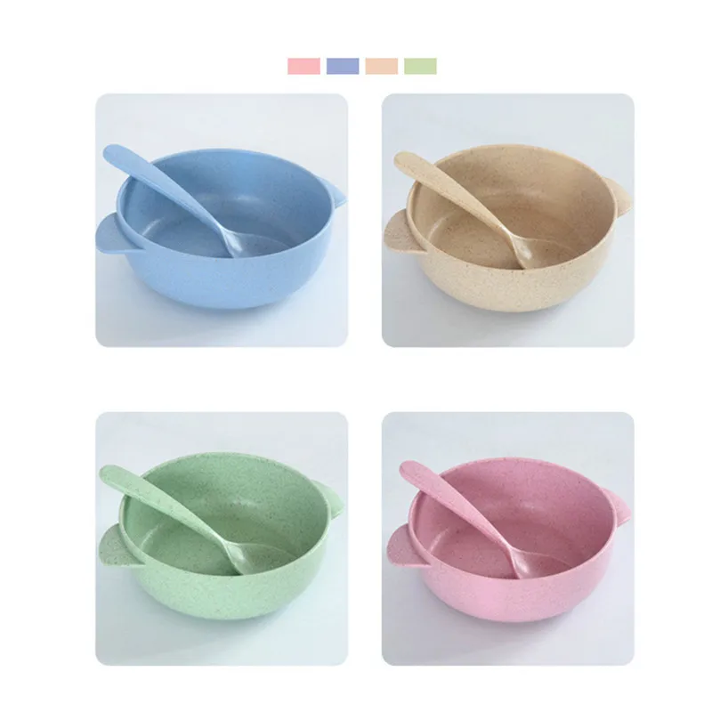 

2pcs/set Baby Feeding Food Tableware Eco-Friendly Toddle Kids Dishes Baby Child Eating Dinnerware Anti-hot Training Bowl+Spoon