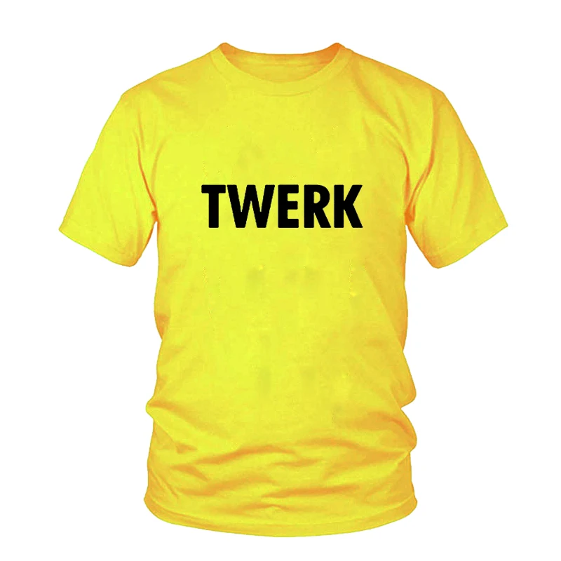 Модные летние Забавные футболки TWERK с принтом букв хлопковая Повседневная белая