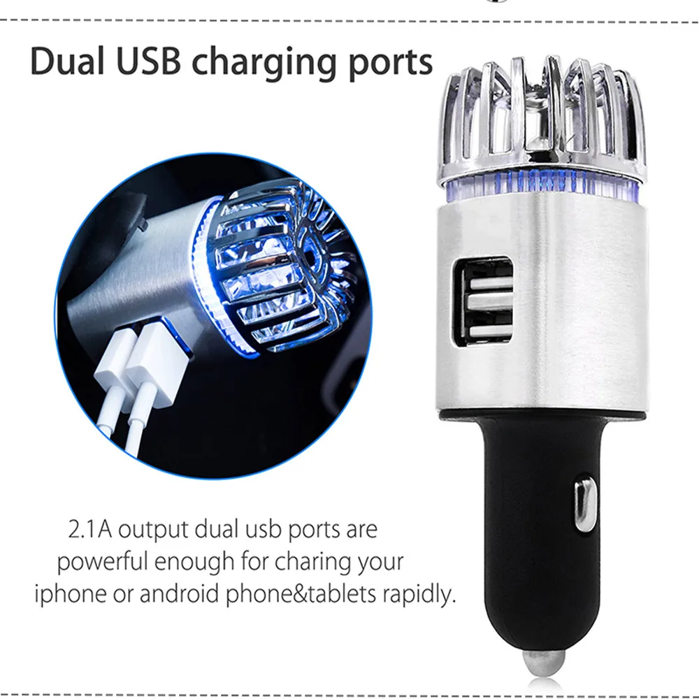 2 в 1 автомобиля с двумя портами USB свежего воздуха Ионный очиститель кислородный