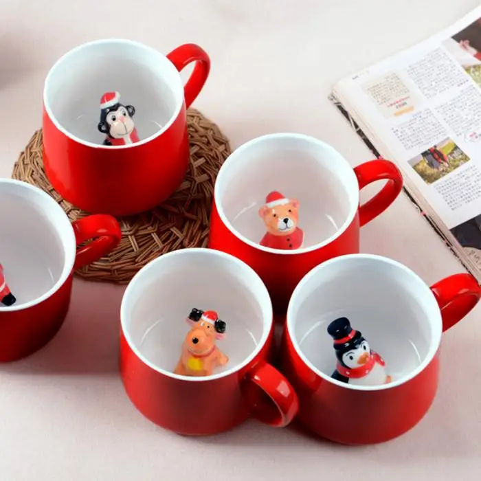 Christmas Cup Mug 3D Animal Ceramics Cute Cartoon For Coffee Milk Tea Home Office TT-best