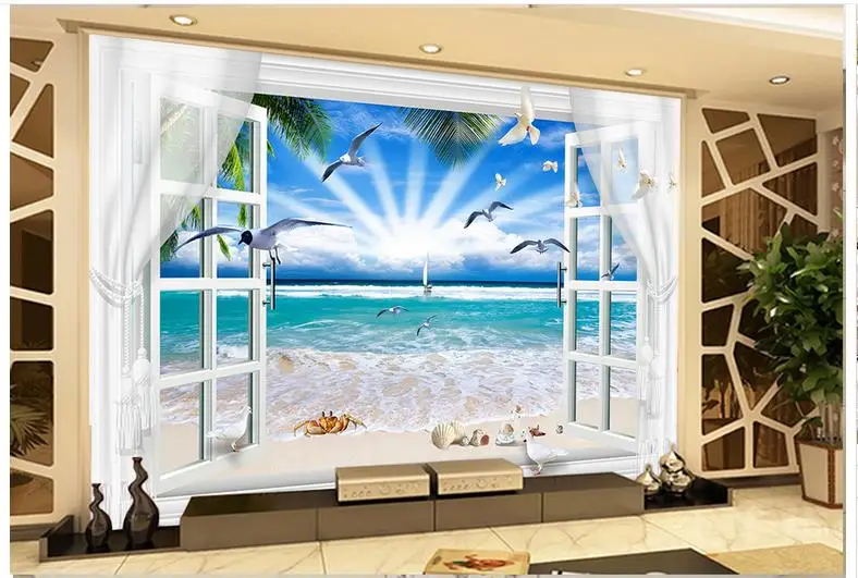 3d photo wallpaper Custom High end murals for walls 3 d Stereo Outside the Great Beach Living Room TV Backdrop wall | Обустройство