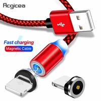 acgicea magnetic usb cable for iphone xr xs max x 8 7 6 6s plus 5s se fast charging mobile phone cable magnet charger wire cord