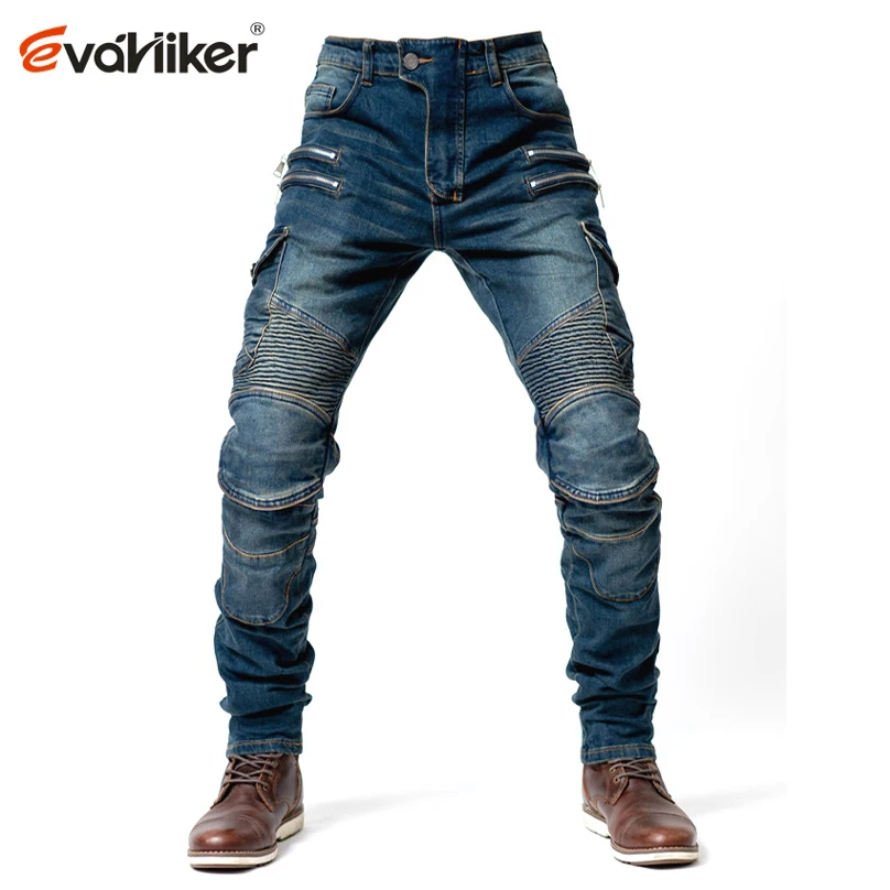 New Khaki Black Blue Motorcycle Pants Men Moto Jeans Zipper Protective Gear Motorbike Trousers Motocross Pants Moto Pant