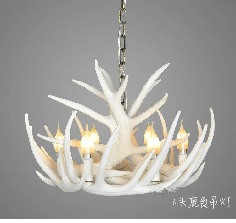 White Antler Lamp In Pendant Chandelier 4/6/9 Arms Optional E14 Socket Living High Quality Natural Resin | Освещение