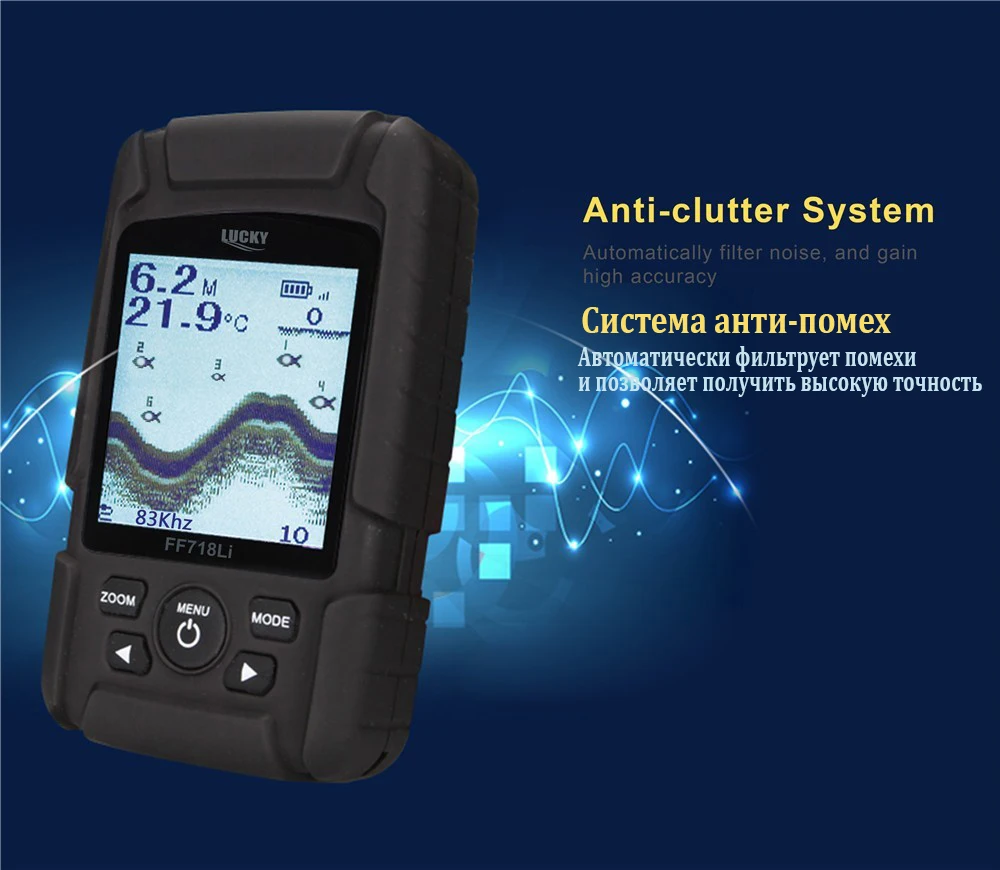 FF718LiD-T LUCKY Waterproof Portable Sonar Depth 100 M 200KHz/83KHz Dual Sonar Frequency Depth Alarm Detector
