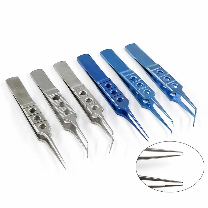 

Micros Stainless Steel Titanium Alloy 8.5CM Dovetailed Straight/bend Head Tweezers Platforms Ophthalmic Forceps