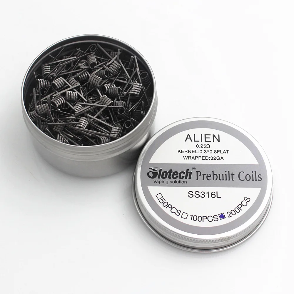 Фото Glotech 200 шт./лот Alien Clapton A1 SS316L Ni80 готовые катушки для DIY Vape RDA RBA 3 материала №4