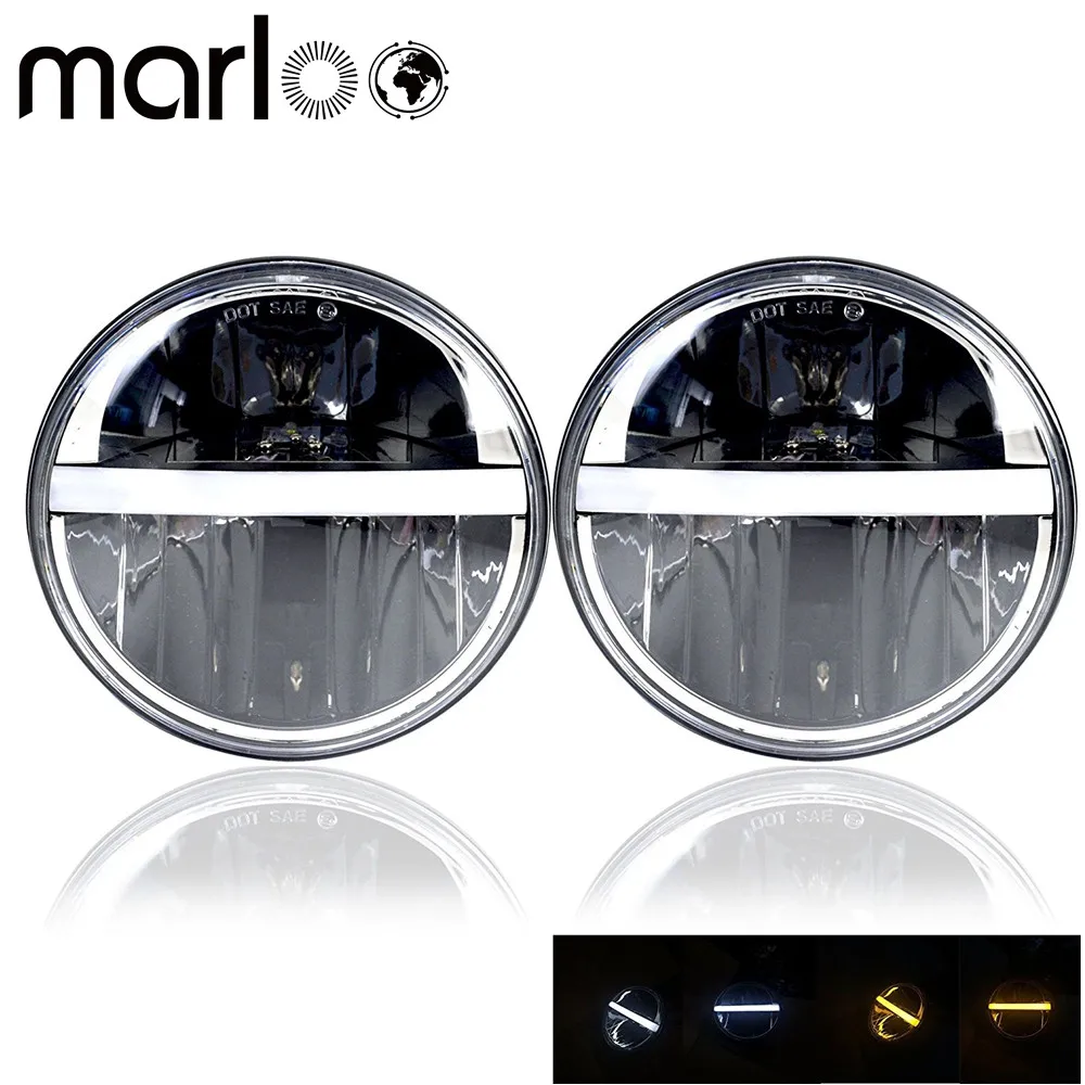 Комплект из 2 предметов для Jeep Wrangler 7 дюймов светодиодный фары DRL Halo Кольцо янтарь