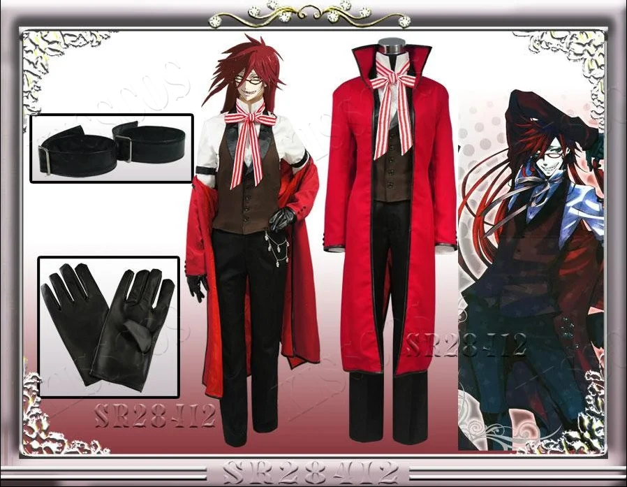 

Anime Black Butler Shinigami Grell Sutcliff Uniform Cosplay Costume