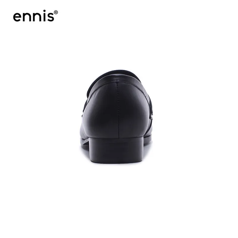 ENNIS/ г.; модные черные женские кожаные лоферы из натуральной кожи на плоской подошве; весенние женские туфли на низком каблуке с круглым носком; британский стиль; C910