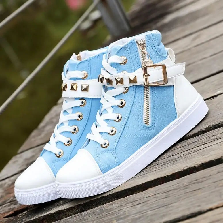 

Women Canvas Shoes For 2017 Spring and Autumn Zipper Wedge Female High Help Classic Casual Shoes Woman