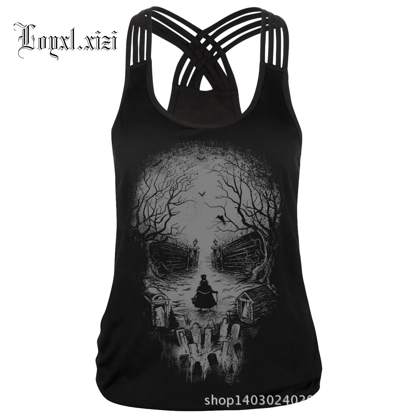 

Hot selling skull head Digital Printing, Fast dry vest, summer women tight thin LQ0082