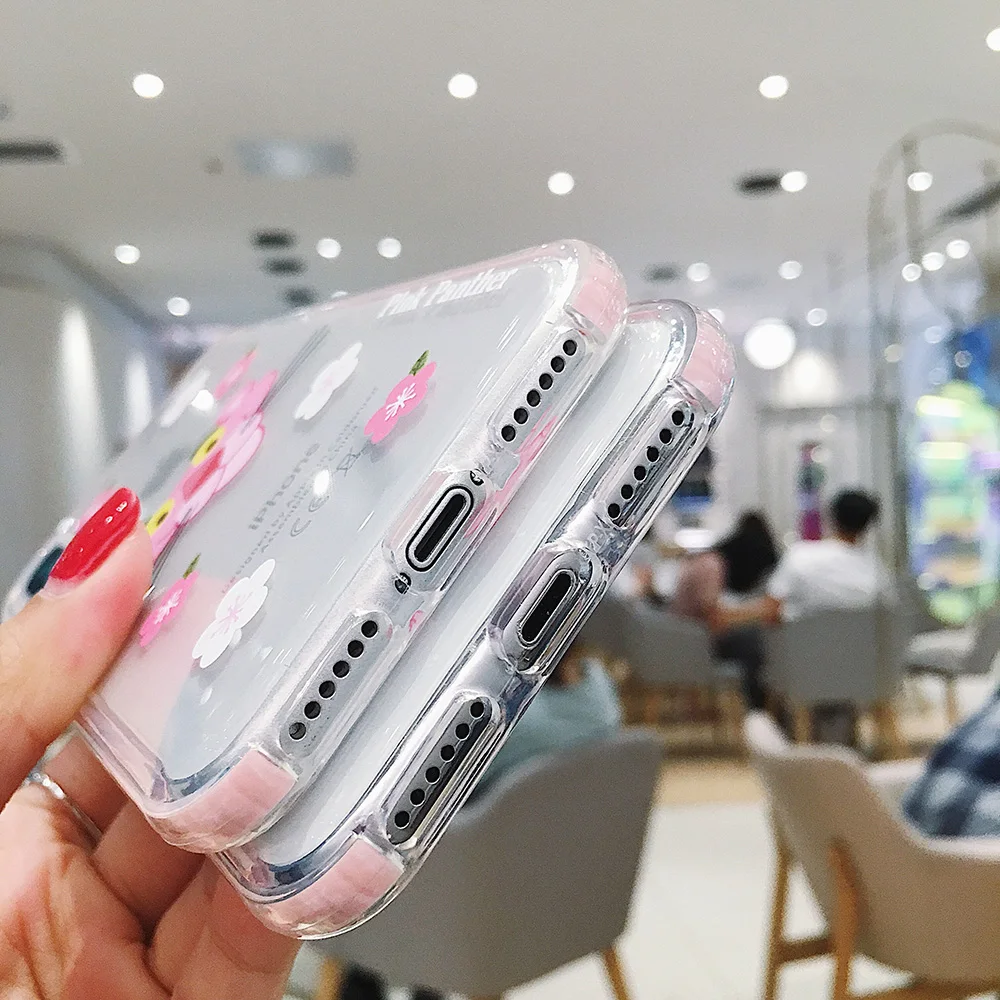 Чехол для телефона с розовой пантерой мягкий симпатичный из ТПУ iPhone 6 6s 7 8 Plus X XS XR