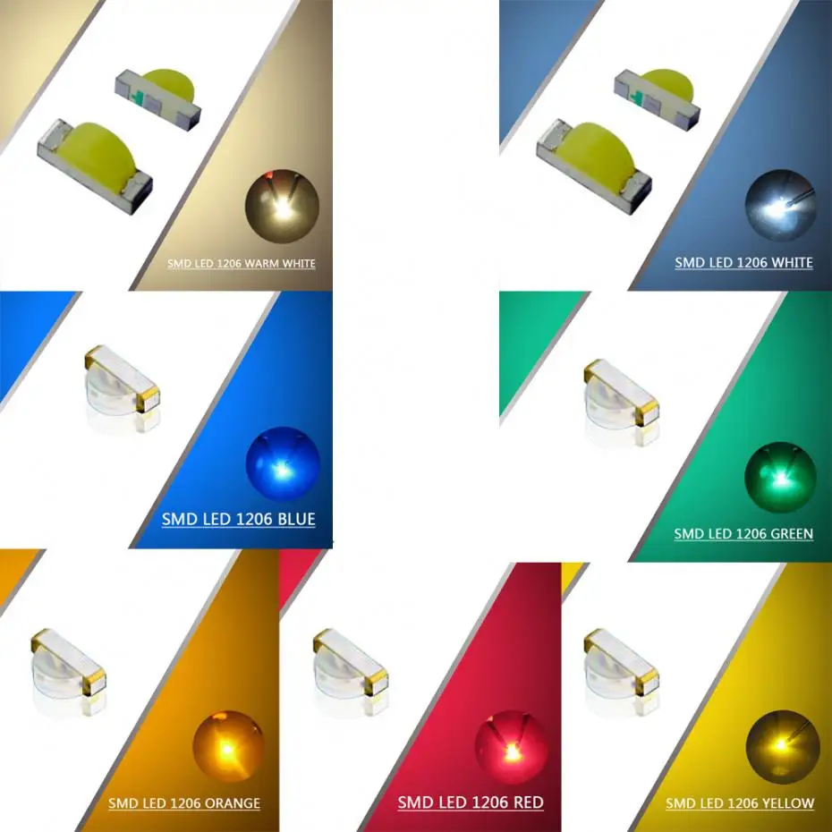 Evemodel 100 шт. S1206 SMD светодиодный красный/белый/теплый