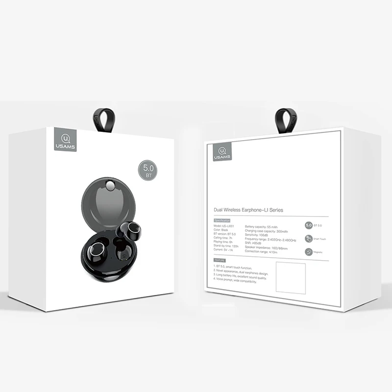 V5.0 Беспроводной Bluetooth наушники USAMS Новый 3D стерео с двойной микрофон|Наушники и