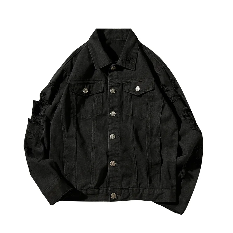 Роскошная Новая рваная джинсовая куртка для мужчин и женщин 2018 осенняя в стиле