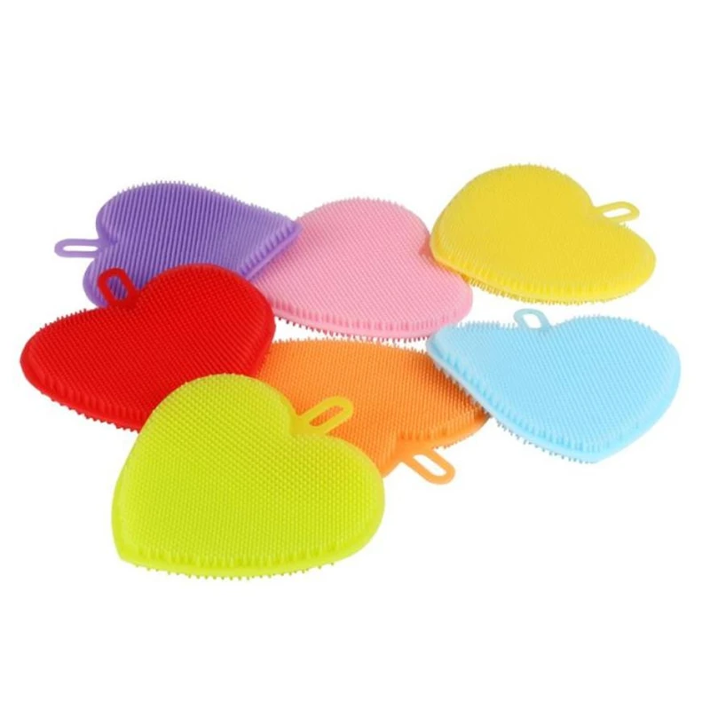 Модные Портативный сердце Форма силиконовая щетка для мытья чаши кисти мягкие