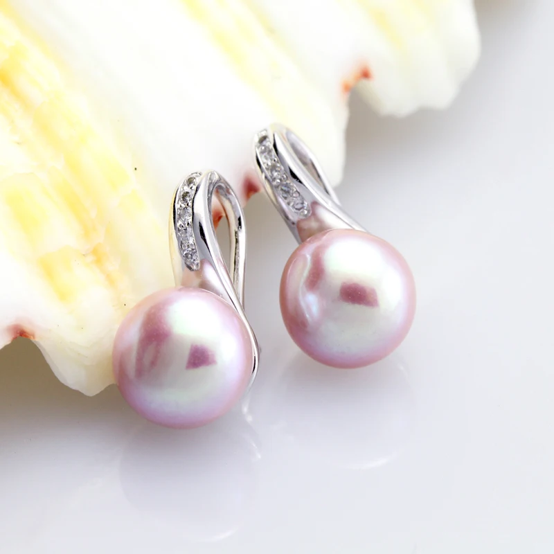 purple pear earring Серьги из натурального жемчуга для женщин, 925 серебряные серьги, ювелирные изделия на день рождения дочери, пресноводные черные жемчужные серьги с камнем - Цвет камня: purple pear earring