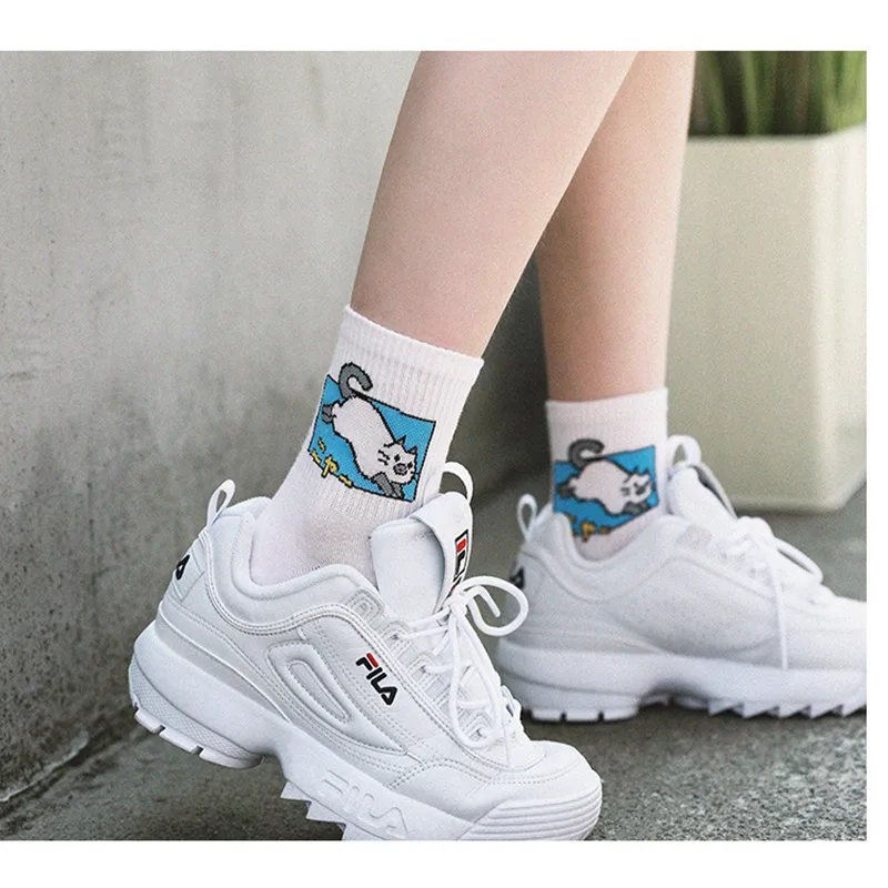 Harajuku женские милые забавные собаки динозавр кошка мультфильм Животные хлопковые