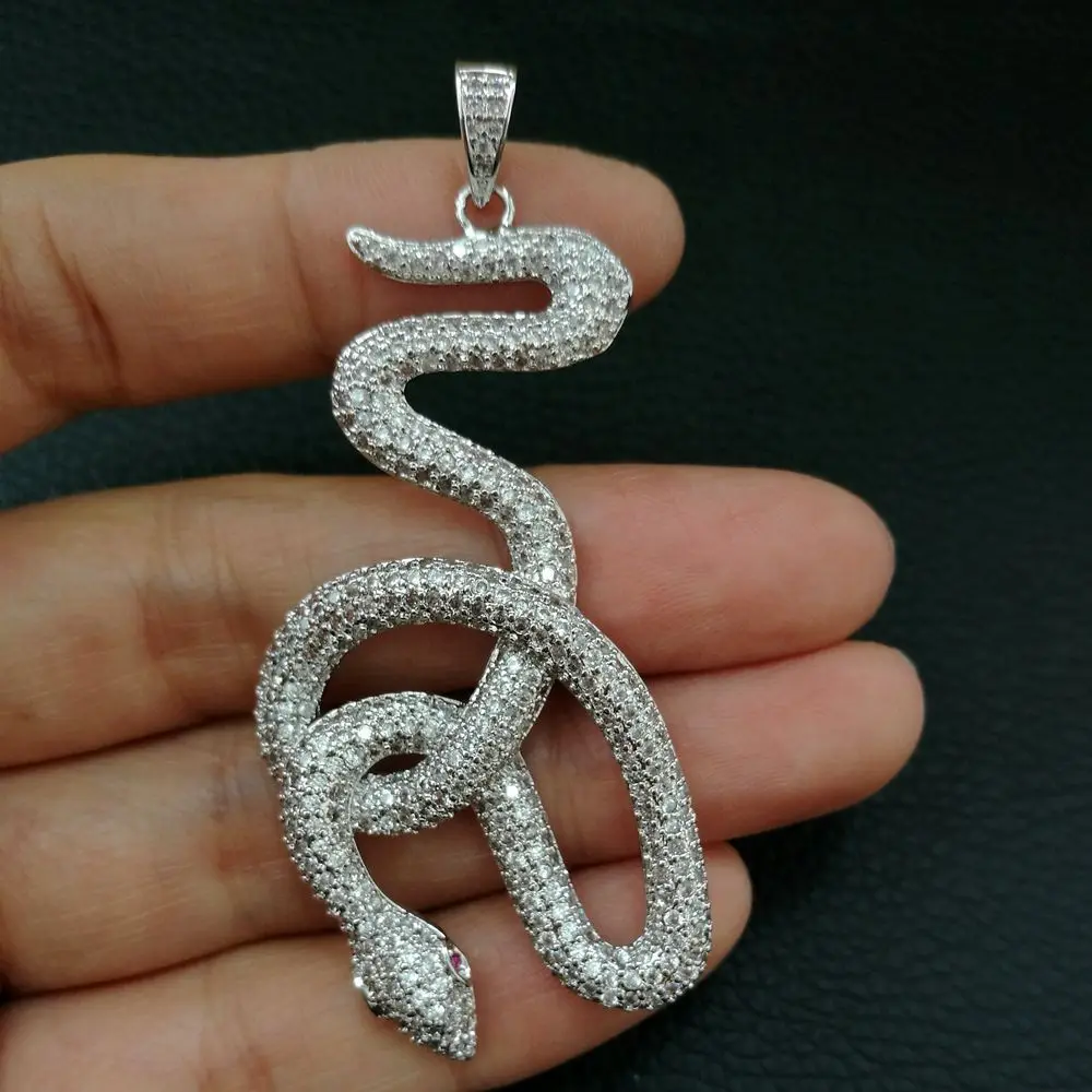 silver 1 шт Позолоченные Cz микро Змея Подвески DIY ювелирных изделий - Окраска металла: silver