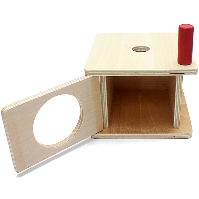 Montessori Imbucare Box детская игрушка деревянная маленькая красная цилиндрическая