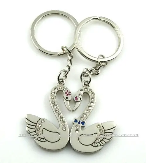 Брелок с лебедем S2996) милое кольцо для ключей из сплава инкрустацией горного