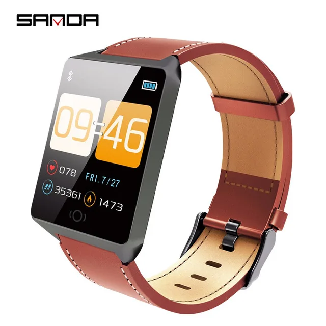 SANDA Смарт часы для IOS Android мужские Bluetooth спортивные часы женские браслет для здоровья наручные часы кровяное давление монитор сердечного ритма - Цвет: Brown