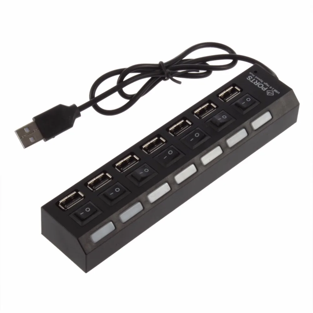 Colohas 1 шт. Переключатель ВКЛ/ВЫКЛ 7 портов USB 2 0 концентратор Высокоскоростной