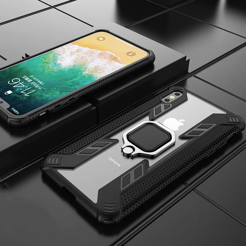 Cover for iPhone 6 6s 7 8 Plus X XR XS Max Case Hybrid FullBody Rugged Ultra-Thin cratch-Resistant Rotating Ring Holder Non-Slip |