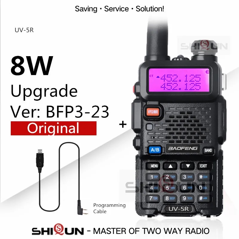 8W Plus Cable Baofeng UV-5R двухканальные рации двойной дисплей двухдиапазонный Baofeng UV5R портативный 5 Вт UHF VHF двухстороннее радио Pofung UV 5R КВ трансивер - Цвет: 8W Plus Cable