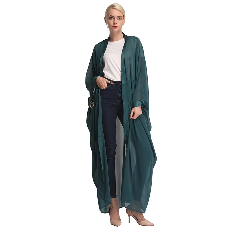 Женское длинное Кимоно размера плюс шифоновая сетчатая блузка Одежда с