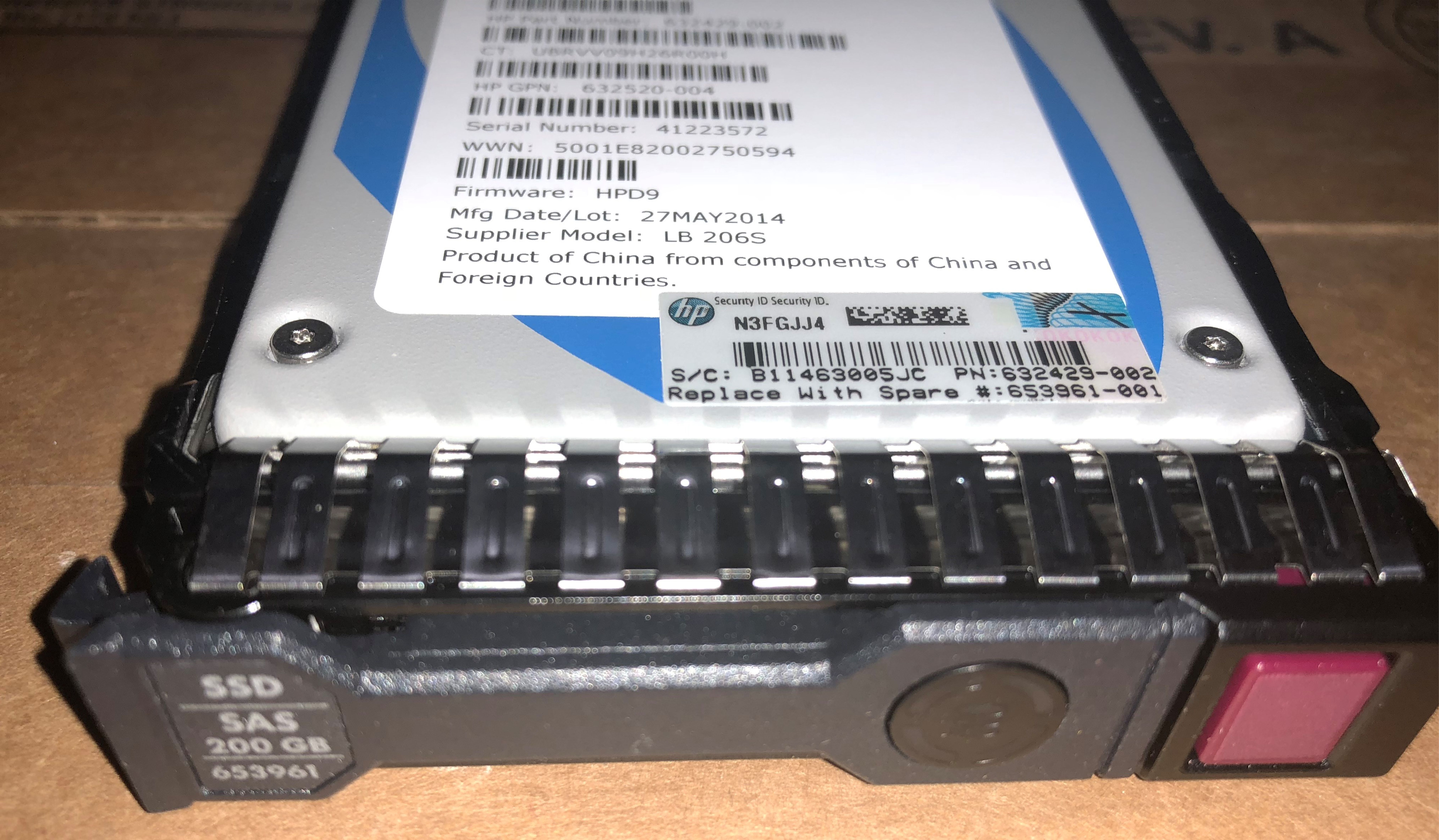 653078-B21 653961-001 632429-002 200 GB 6G SAS SFF (2 5 дюйма) SC производительность предприятия |