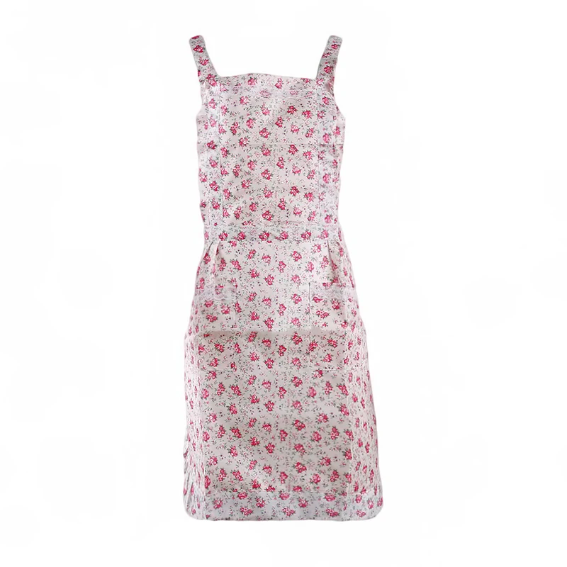 pink flower Кухонные фартуки для приготовления пищи из хлопка и полиэстера, Кухонные фартуки для женщин, фартуки для официанта, кафе, магазина, фартуки для барбекю, парикмахеров - Цвет: pink flower