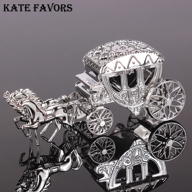 Серебряная КОРОЛЕВСКАЯ КАРЕТА карета Золушки Свадебная коробка конфет