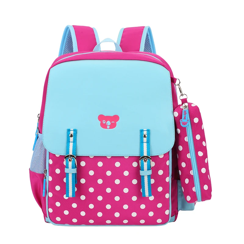 Темно-синяя сумка в горошек школьные ранцы для девочек Детский рюкзак Корейском