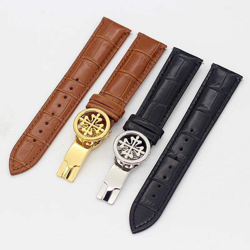 New Fashion genuine leather watch strap 19MM 20MM 22MM Watchbands For PP Wath bands With Stainless Steel Deploy Clasp Men Women