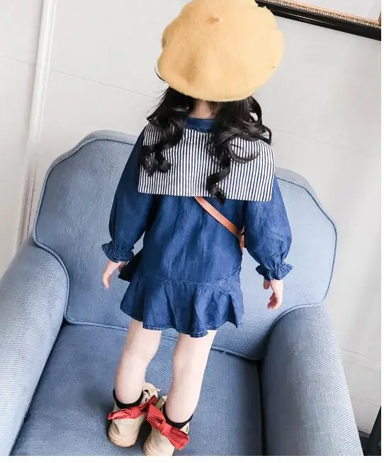 Джинсовая куртка для девочек и младенцев осенняя модная новая синяя