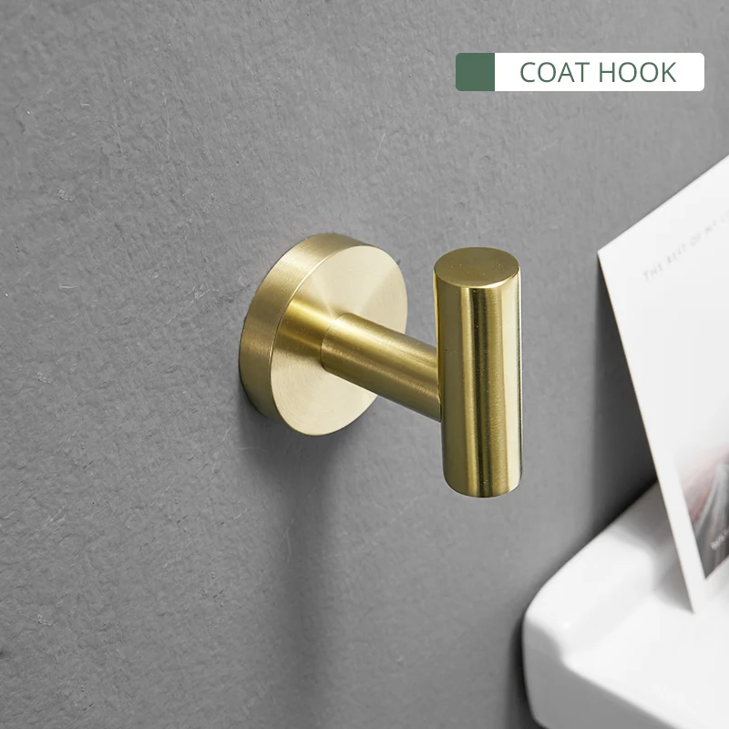 Clothes Hook1 FLG золотые аксессуары для ванной комнаты, нержавеющая сталь, держатель для туалетной бумаги, держатель для башни, настенный набор аксессуаров для ванной комнаты - Цвет: Clothes Hook1