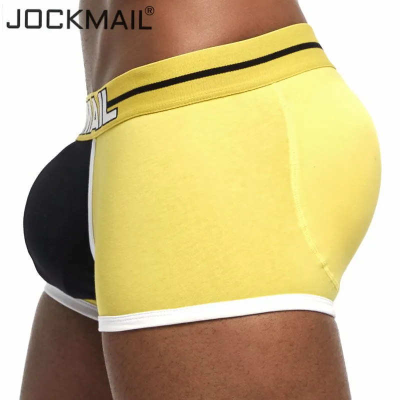 JOCKMAIL, Брендовое, увеличивающее Мужское нижнее белье, боксеры, сексуальные, выпуклость, мягкий, гей, накладка на пенис спереди+ сзади, волшебные ягодицы, съемные, пуш-ап чашки